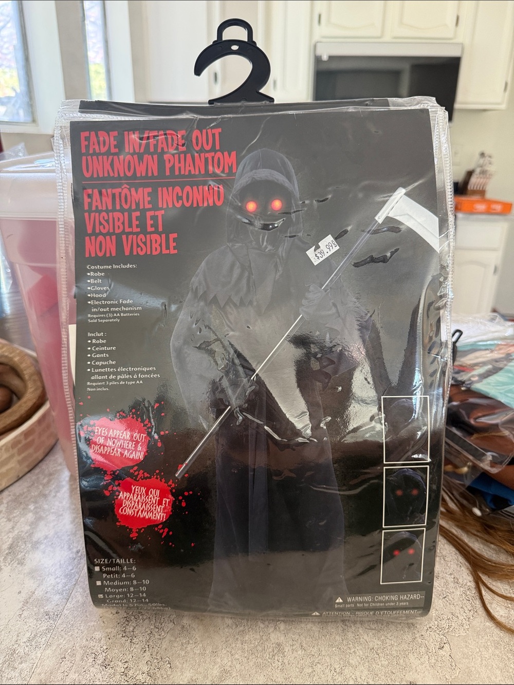 Unknown Phantom Kids Costume - Black with Red LED Eyes